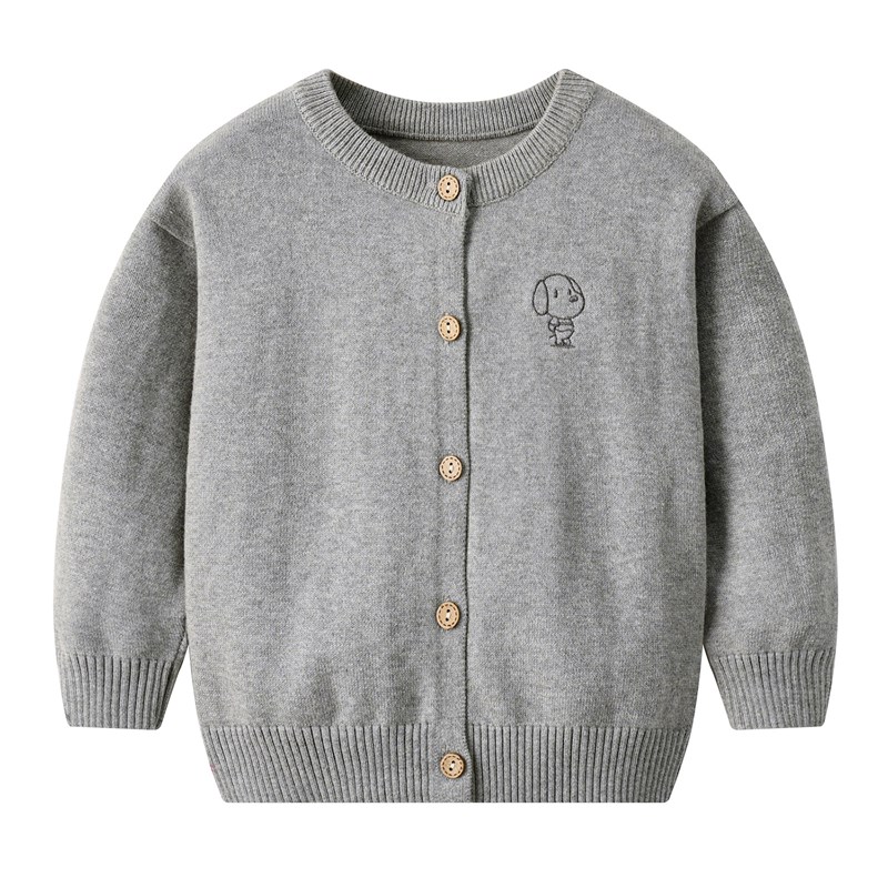 儿童春秋季新款长袖针织开衫男童女童外套纯棉线衫百搭薄款毛衣