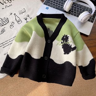 男童毛衣秋季儿童针织n开衫外套2024新款宝宝羊绒衫春秋男孩毛线