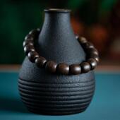 沉水级芽庄黑奇楠沉香手串淳化熟结老棋楠香木佛珠女男款 桶珠手链