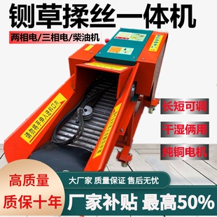 铡草揉丝一体机大型家用养x殖牛羊220V干湿两用秸秆粉碎切草 卧式