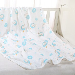 婴儿纱布浴巾纯棉4层宝宝盖毯幼童毛巾被新生儿包W巾抱被防蚊毯