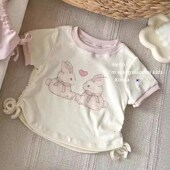 t恤夏装 2024薄v款 体恤上衣I韩版 女童短袖 穿搭小孩卡通儿童半袖