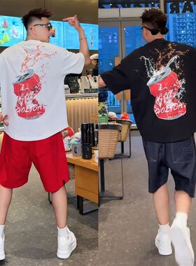 2025夏季潮牌时尚休闲运动套装男立体发泡圆领短袖牛仔短裤两件套