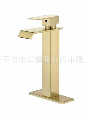 304不锈钢枪灰色瀑布台s上盆龙头 浴室洗面盆四方水龙头冷热洗手