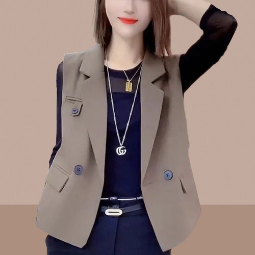 西装马甲女春秋2024新款洋气时髦短款小L个子西服马夹坎肩背心外