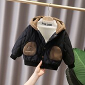 儿童冬装 男童加绒棉服外套秋冬季 潮2024B新款 男宝宝棉衣中小童棉