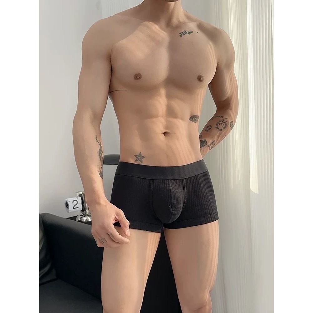 新款欧美热销纯棉裆螺纹男士内裤四角平角夏季薄款透气抗菌,女士内衣/男士内衣/家居服,男平角内裤,淘宝优惠券,粉丝福利购,淘宝优惠卷