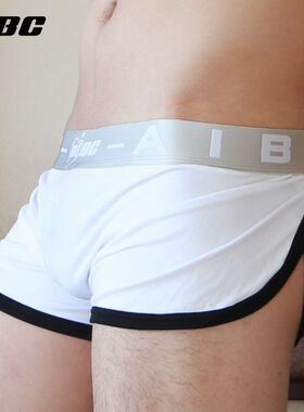 AIBC 男士短裤家居裤休闲棉银色腰带开叉舒适性感型男内裤A010-DK