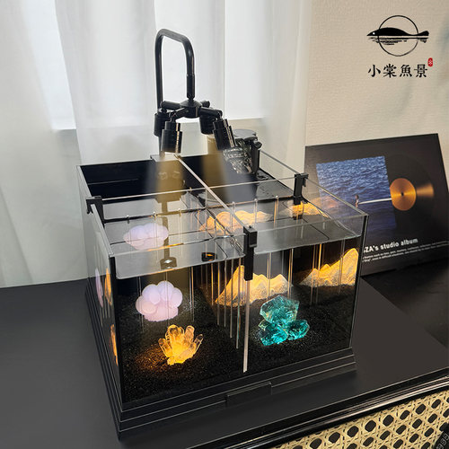 暗黑系四格斗鱼缸带可移动隔板