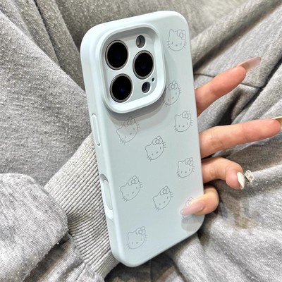 新天蓝色线条kitty猫液态硅胶适用于iphone17promax苹果16手机壳15新款14pro女13少女心17Air全包创意防摔套