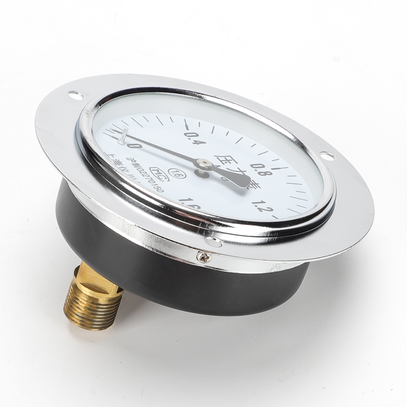 上海仪川仪表厂测水压负压空调机油真空压力表轴向带边安装Y100ZT