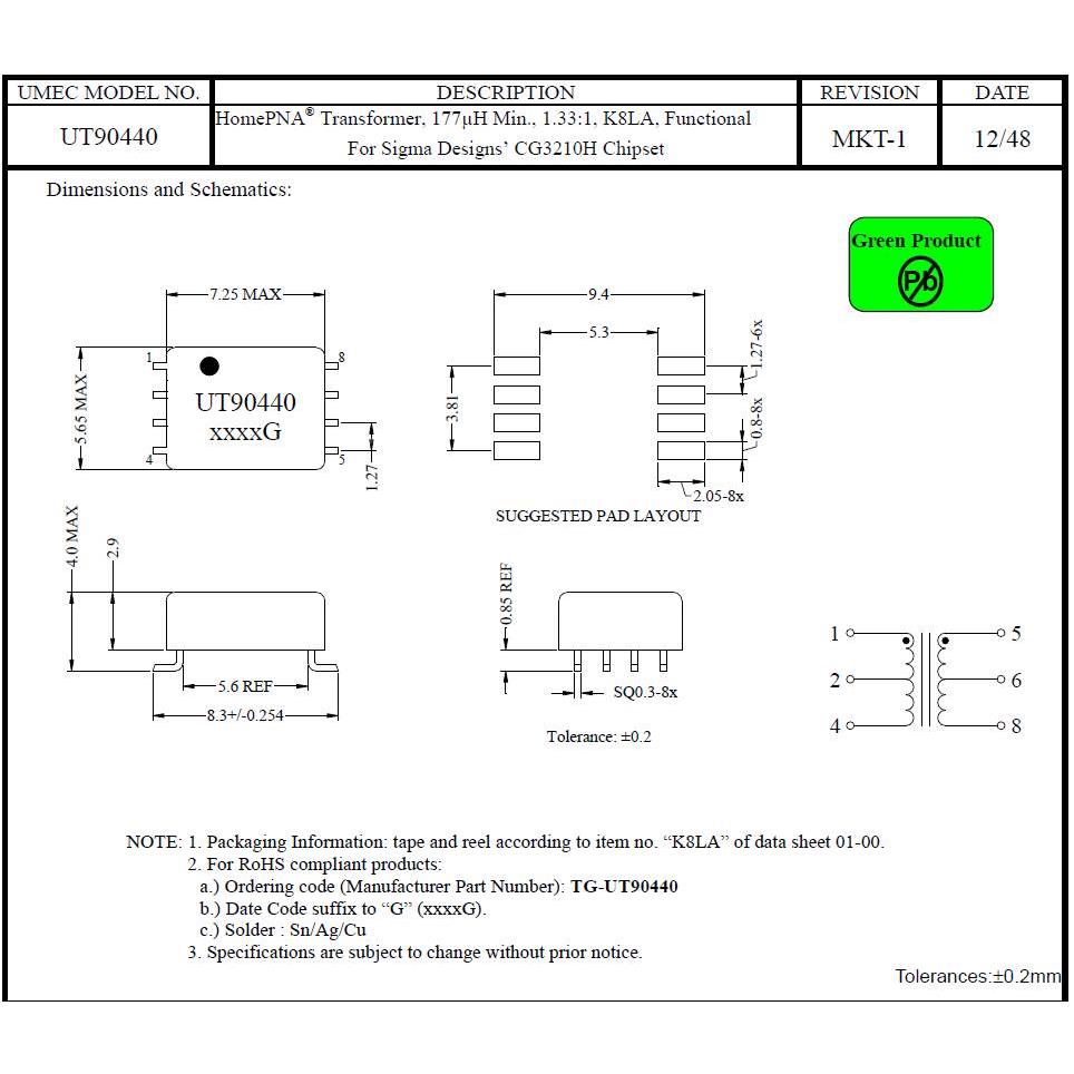 进口微型贴片 音频信号耦合隔离脉冲变压器 1.5KV 1.33:1 177uH*