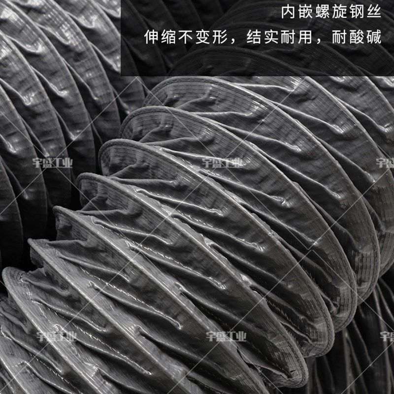 耐高温尼龙布防火排风管厨房排烟通风软管抽风钢丝伸缩风管  50mm