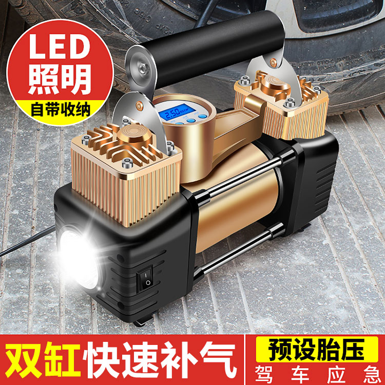 新品车载充气泵汽车用打气泵气棒机电动手动高压车栽充汽泵手动高