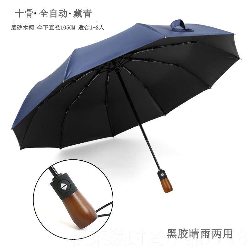 正品伞十骨暴雨防风雨两三折叠全自动晴雨伞简约男木商务实复古用