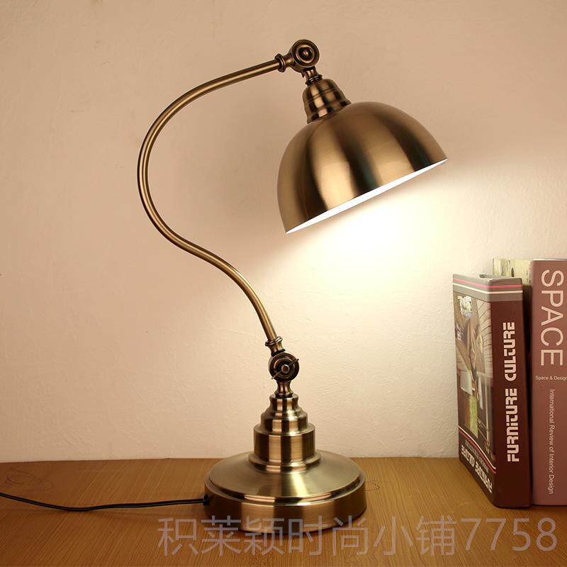 正品式复古怀旧台灯欧式客厅学卧室床头灯美生书L桌调光护眼节能E