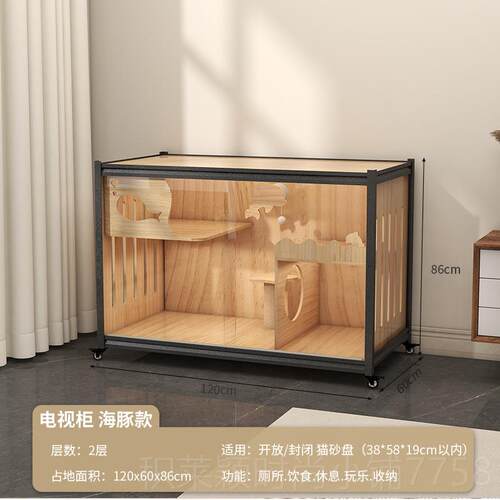 正品猫别墅实室木豪华猫笼舍猫屋内家猫用玻璃小户型占地可移动猫