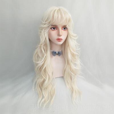 正品白金假发女波浪脸长卷发金发圆网红蓬色松层次慵懒卷大长发全