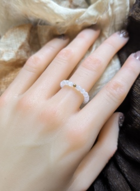 和田玉白玉冰猫3mm小米珠戒圈拍下备注圈口不送证