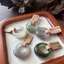 天然和田玉糖料烟紫晴水馒头戒指宽版建议比平时戒圈拍大2码