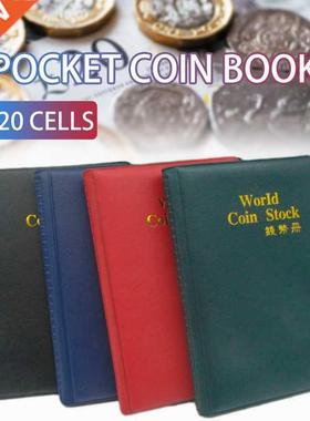 120 Pockets Coins Collection Album Book Coin Holder Leather