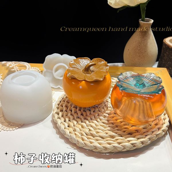 模具装饰模具DIY后罐子摆件柿柿首饰盒皇奶油水晶滴胶如意收纳盒