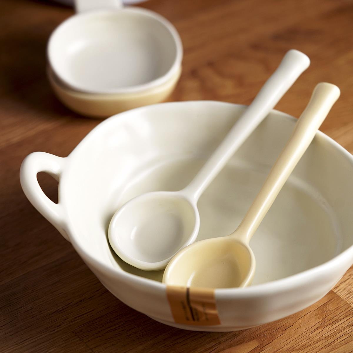 韩国ins哑光奶油陶瓷勺子 手捏复古小清新饭勺日式长柄调羹汤匙