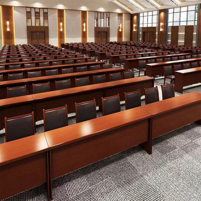 大型会议室实木皮烤漆会议桌椅组合双人条形桌培训桌长条桌办公桌