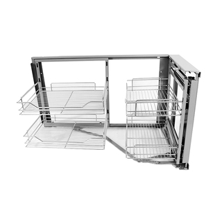 0A联动拉篮不锈钢厨房橱厨柜拉蓝架橱柜L型转角小怪物拉篮转角拉