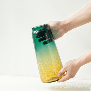 厂家直销现代轻奢创意客厅玄关彩色玻璃花瓶高端奢华家居饰品摆件