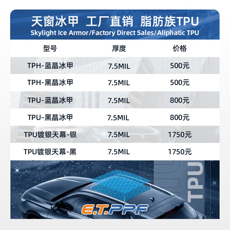 全景天窗TPU高隔热防爆膜