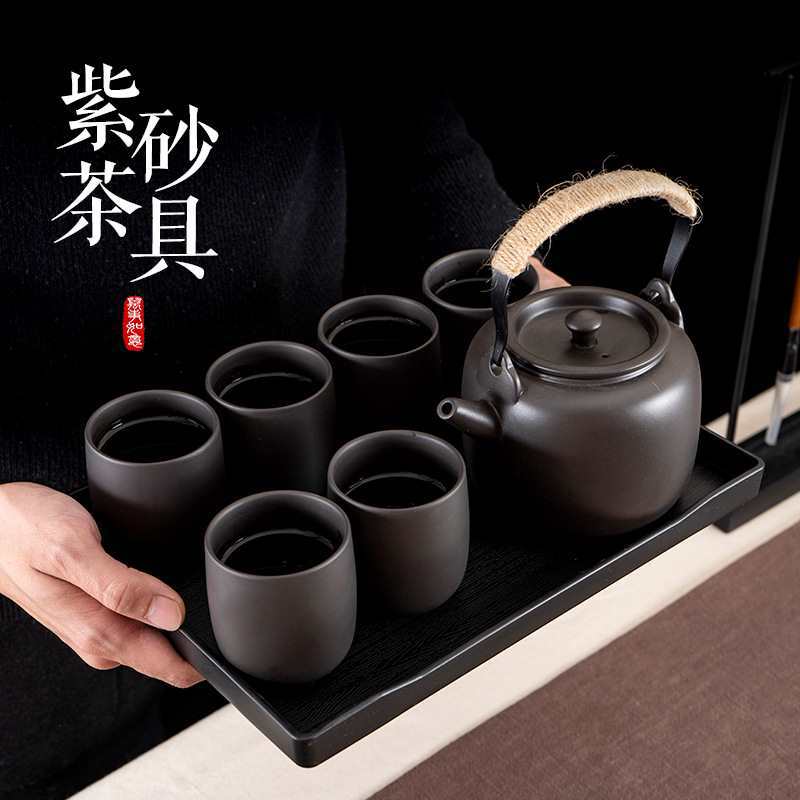 批发紫砂茶壶北方大容量凉水壶家用酒店餐厅提梁泡茶壶冷水壶茶具