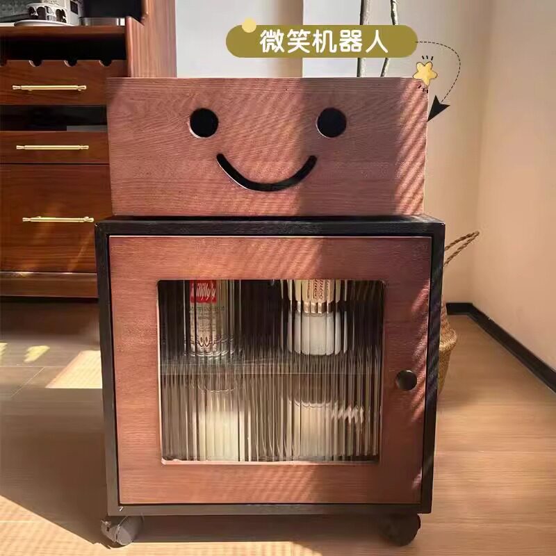 网红机器人床头柜小型实木柜家用卧室创意儿童床边几边柜斗柜