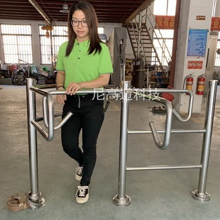 尼高迈 简易旋转门 不锈钢手动栏杆转闸 超市车站楼道单限滚闸机