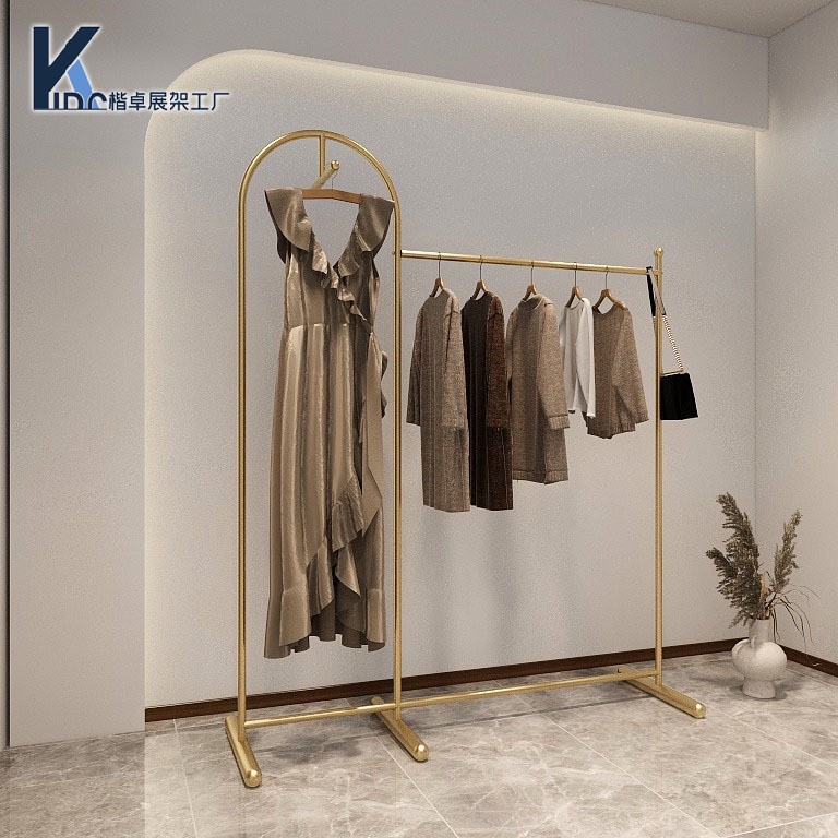 金色落地服装中岛展示架耐用