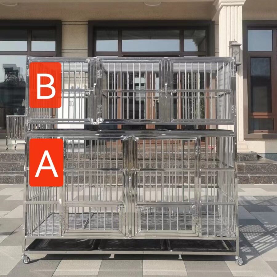 不锈钢子母笼双层三层狗笼宠物笼宠物店展示柜宠物店寄养笼住院笼