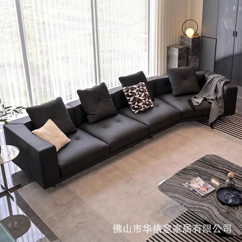 意式极简头层牛皮大平层沙发