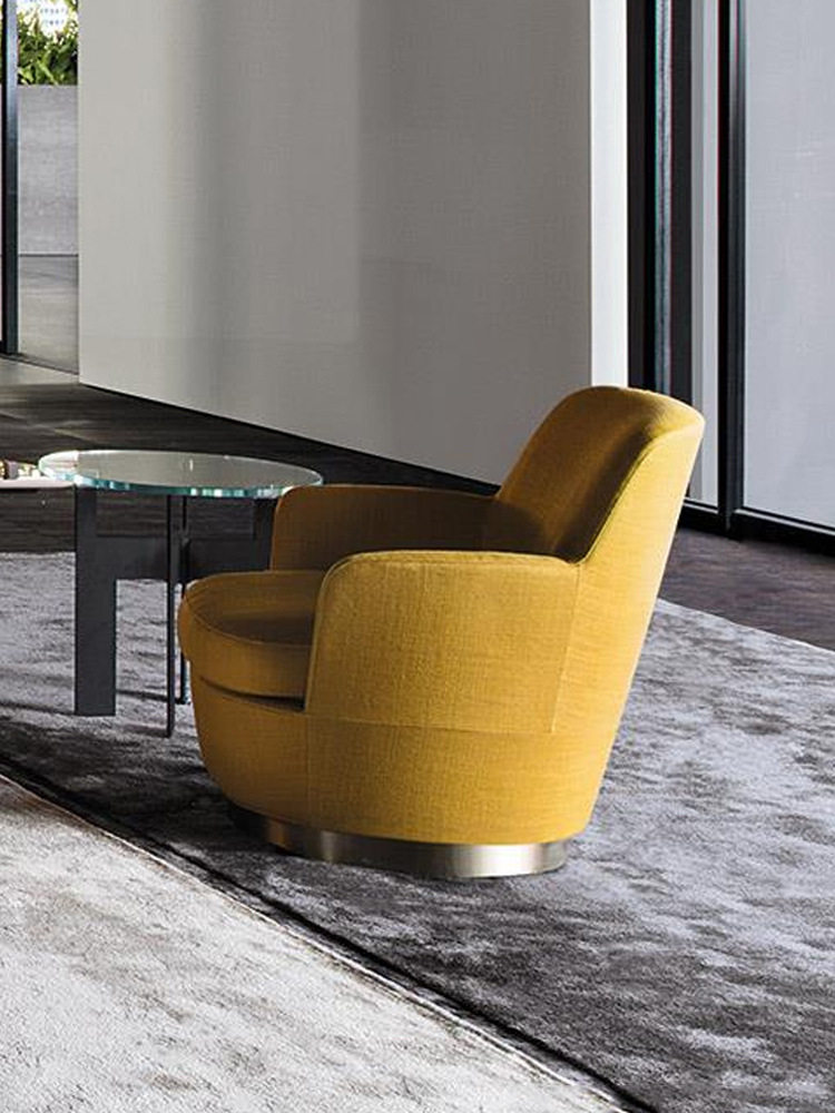 客厅极简旋转沙发现代简约北欧风咖啡厅布艺皮艺单人意式轻奢沙发