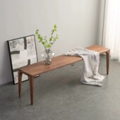 北美黑胡桃木长凳北欧实木换鞋 长条凳榫卯家用长凳餐椅创意床尾凳