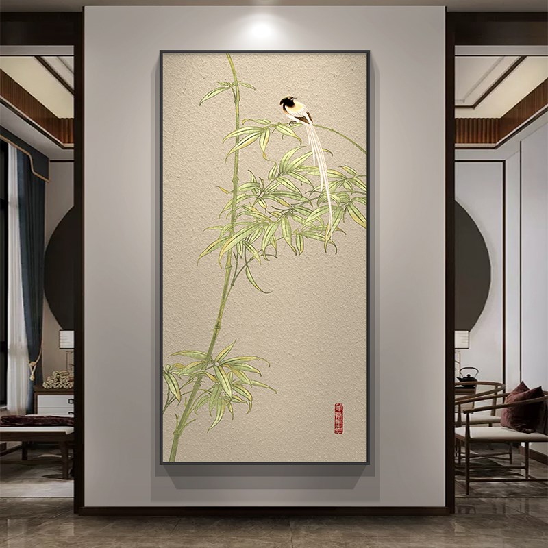 新中式玄关走廊过道装饰画竹y子画节节高升壁画客厅沙发背景墙挂