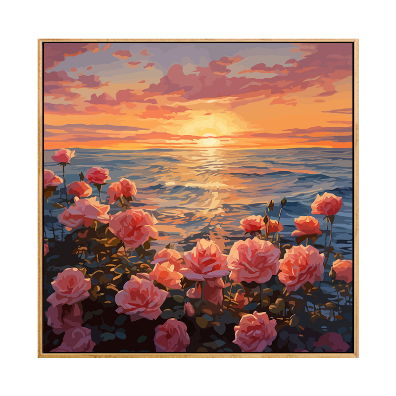 日落花海数字油画diy填色画油彩高级感2023新款风景手工装饰手绘