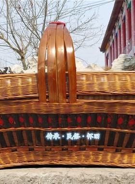 民俗怀旧老物件老竹篮果篮v竹编柳编篮筐针线簸箩田园装饰簸箕草