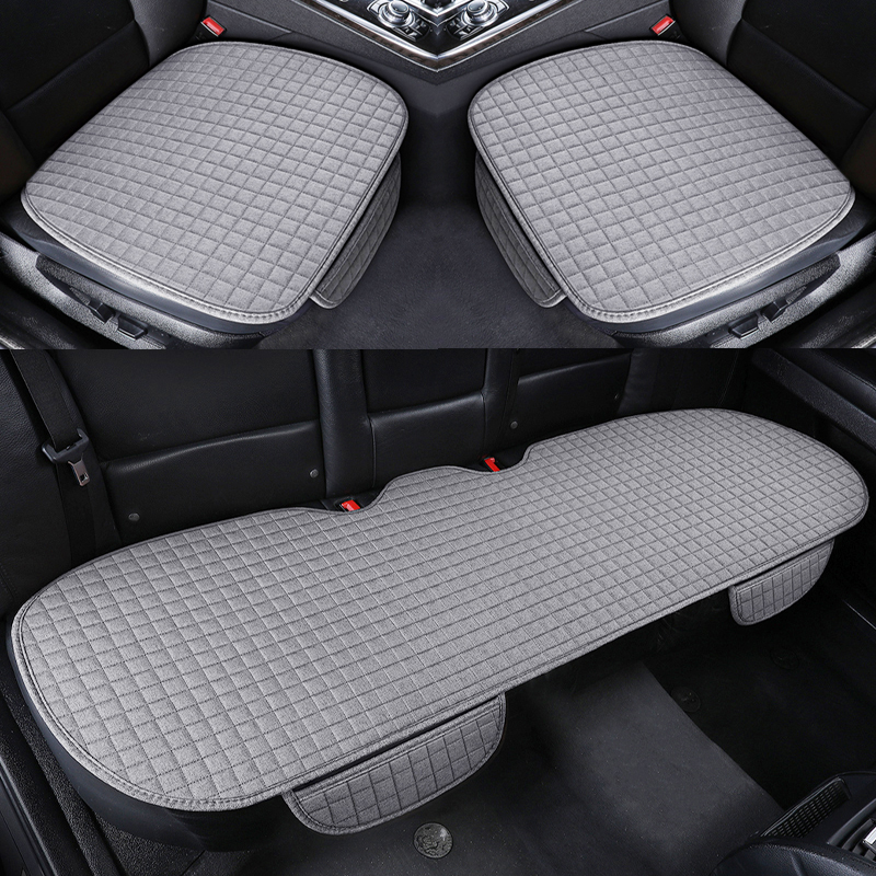 汽车坐垫单片亚j麻四季通用网红小蛮腰三件套防滑后排座垫夏季凉