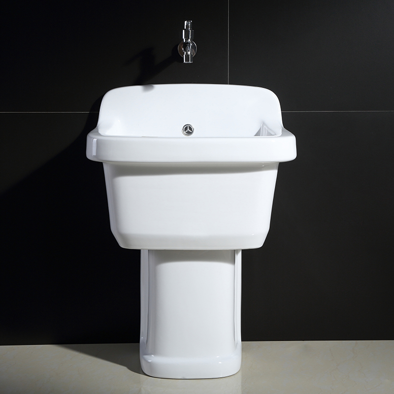 梦越拖把池陶瓷拖地池拖布池阳台池小号柱L盆方形墩布池加高落地