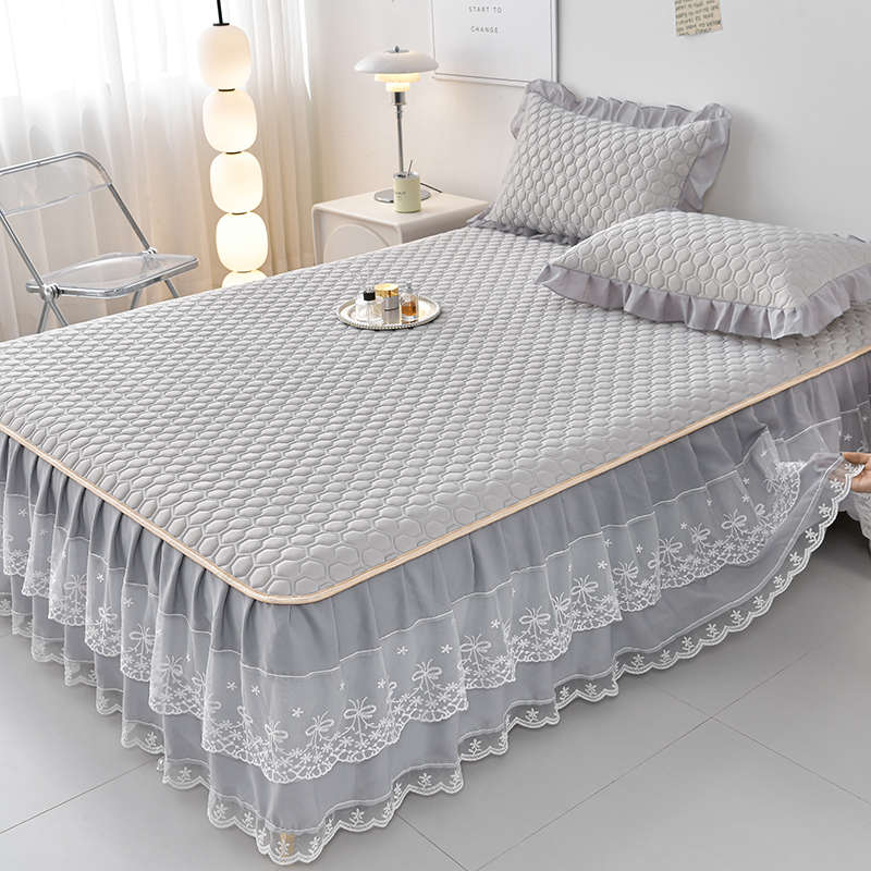 夏季乳胶凉席三件套床裙款公主风空调席床罩可机洗冰Y丝席子床垫