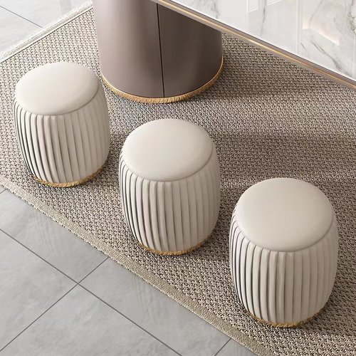 茶桌凳子家用阳台客厅圆墩休闲梳妆圆凳极简小户型茶台移动实木凳