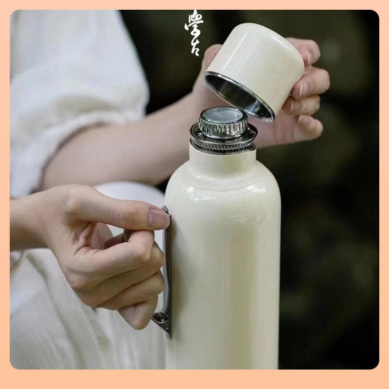 ◌传家壶保温杯595ML迷你显温热水壶焖茶壶户外便携车载保