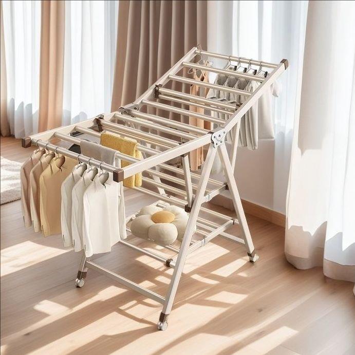 折叠晾衣架阳台家用室内落地凉晒挂衣架婴儿凉衣杆户外晒被子神器