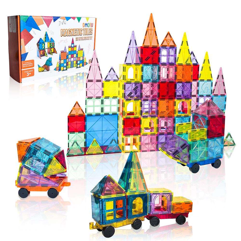 儿童彩窗磁力片透光百变拼搭积木城堡益智玩具102pcs磁力片套装