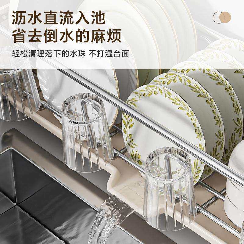 厨房碗碟收纳架窄款不锈色置物架多功能碗架碗筷收纳盒碗盘沥水架